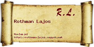 Rothman Lajos névjegykártya